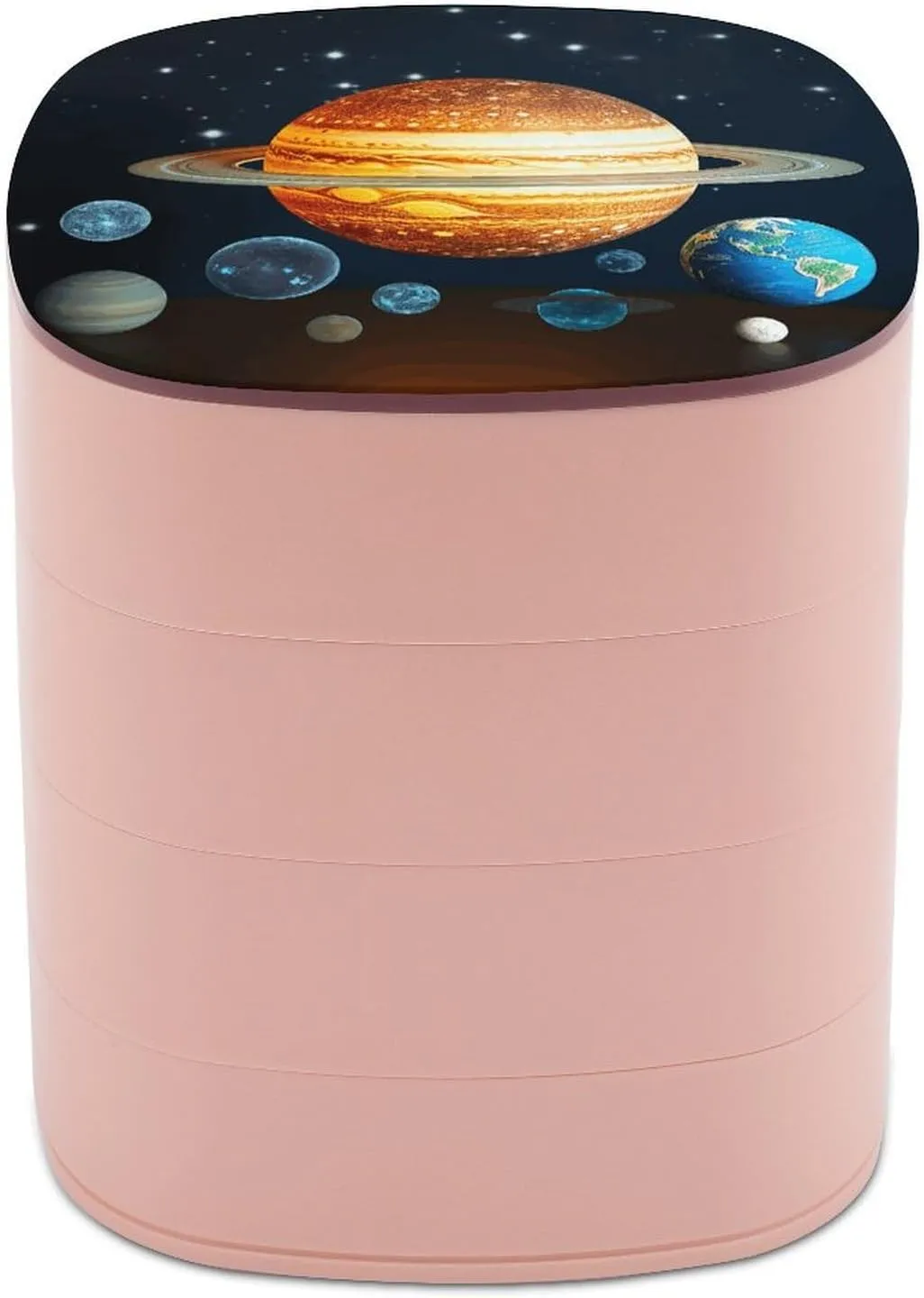 Glow in The Dark Solar System Planet Rotating Jewelry Box Round Jewelry Organizer 4 Tier Personalized Jewelry Box for Female Family And Friends