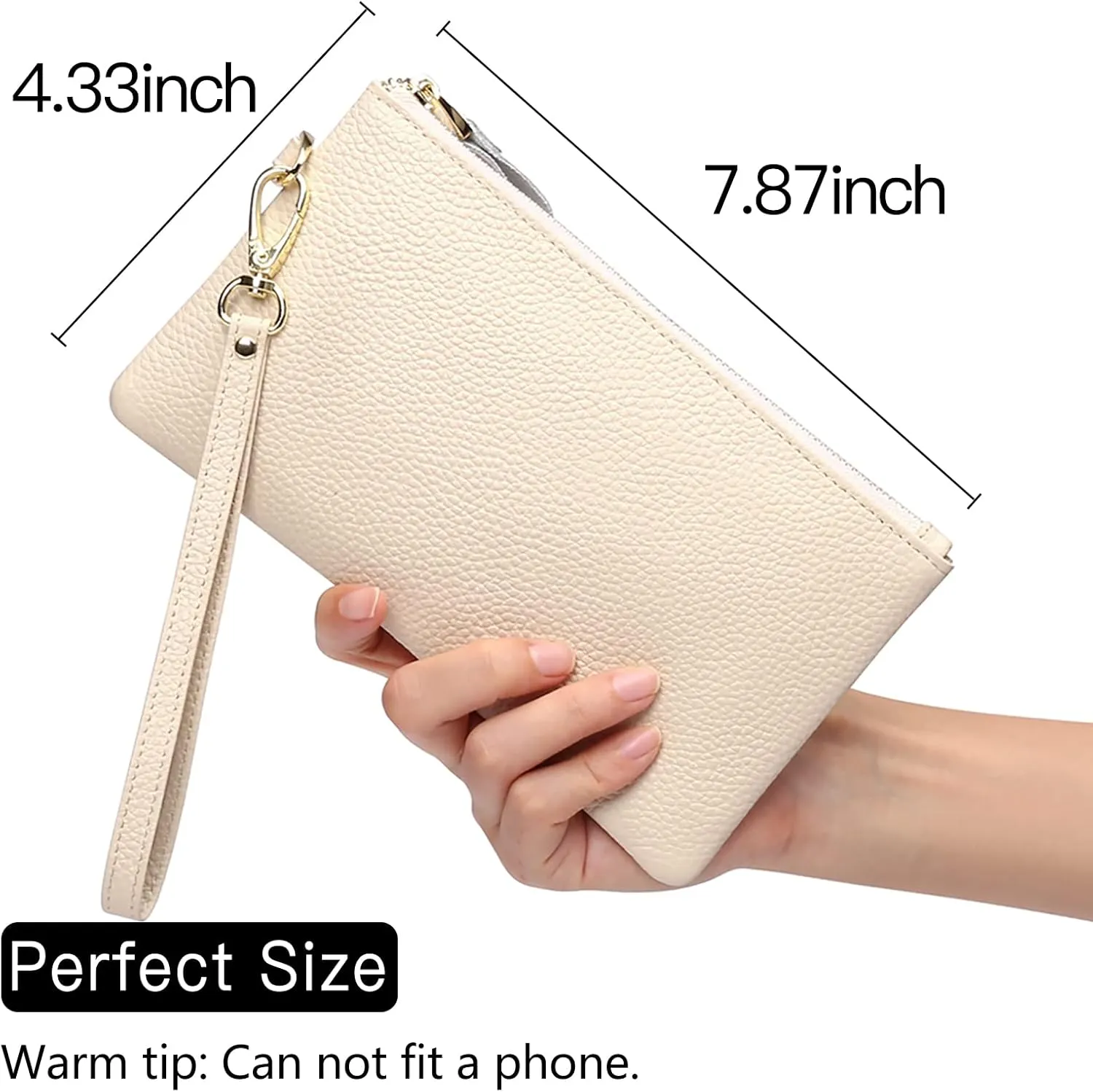GOIACII Women's Wristlet Clutch Slim Leather Wallet RFID Blocking Handbag