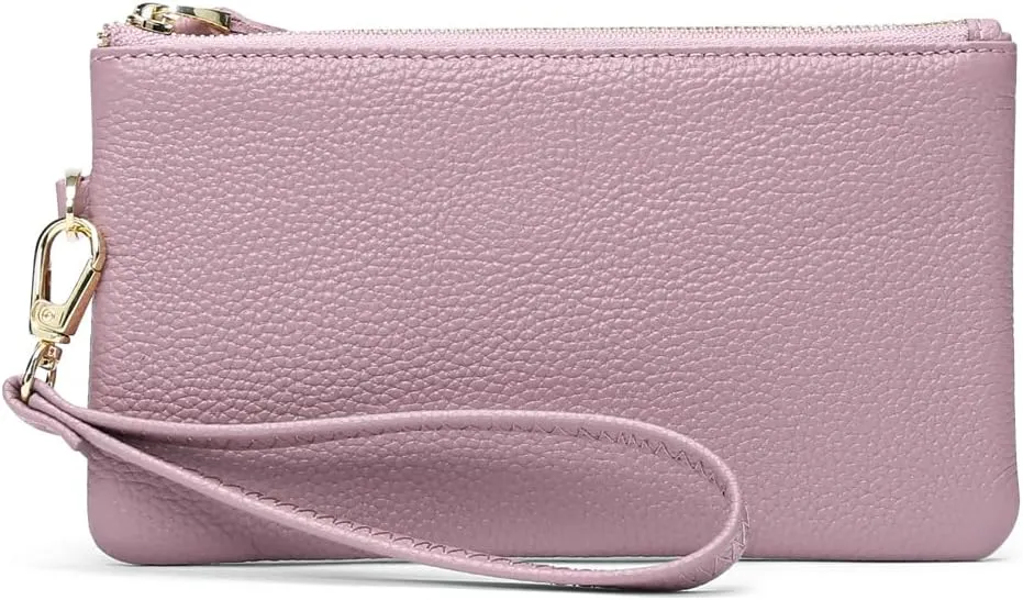 GOIACII Women's Wristlet Clutch Slim Leather Wallet RFID Blocking Handbag
