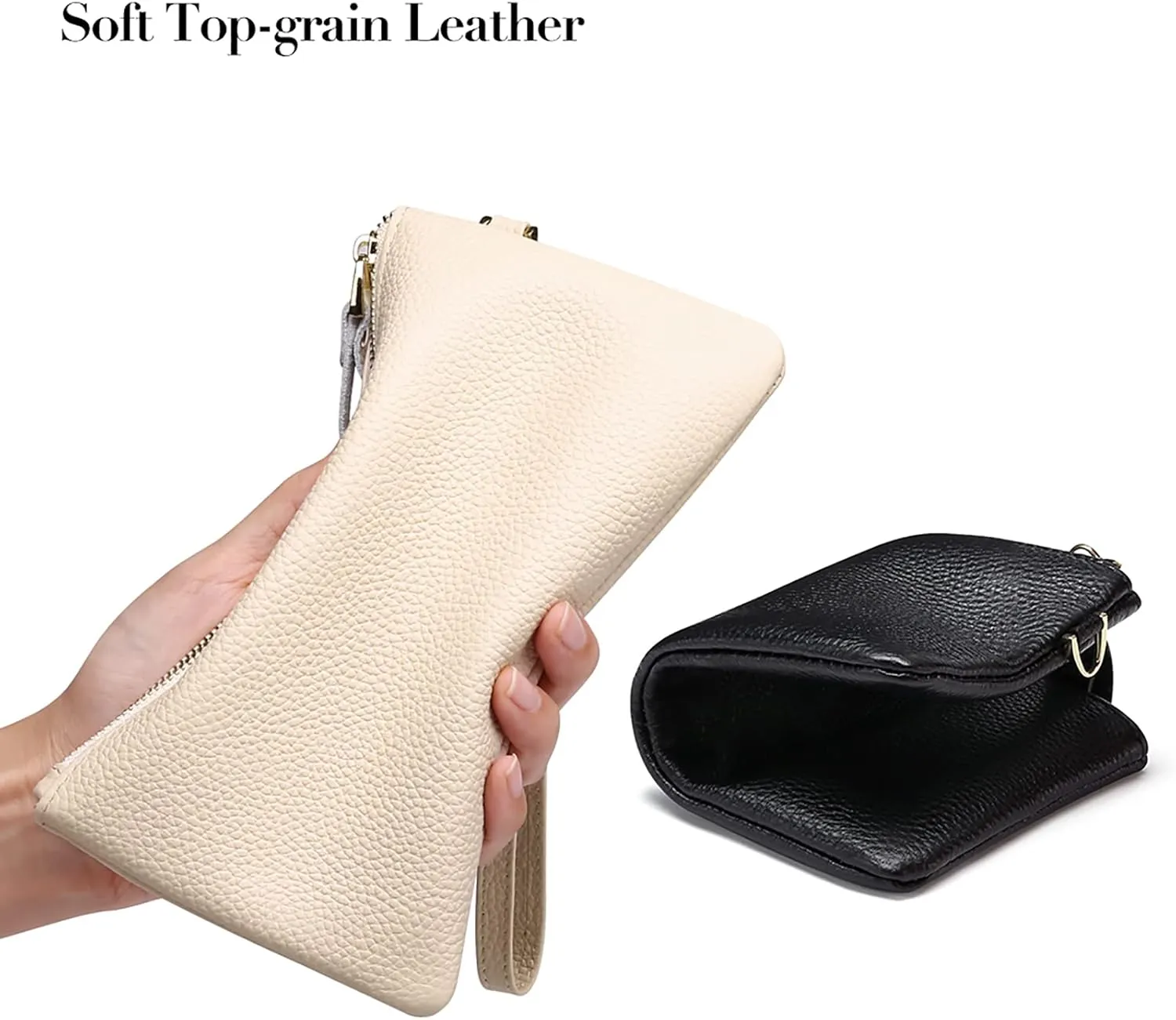 GOIACII Women's Wristlet Clutch Slim Leather Wallet RFID Blocking Handbag