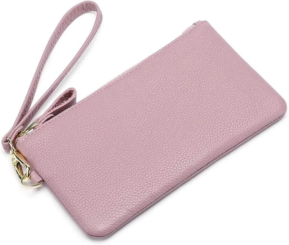 GOIACII Women's Wristlet Clutch Slim Leather Wallet RFID Blocking Handbag