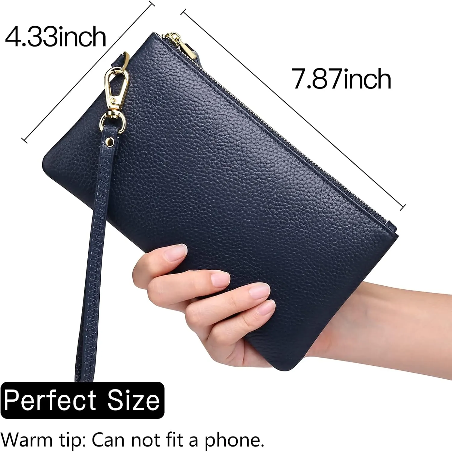GOIACII Women's Wristlet Clutch Slim Leather Wallet RFID Blocking Handbag