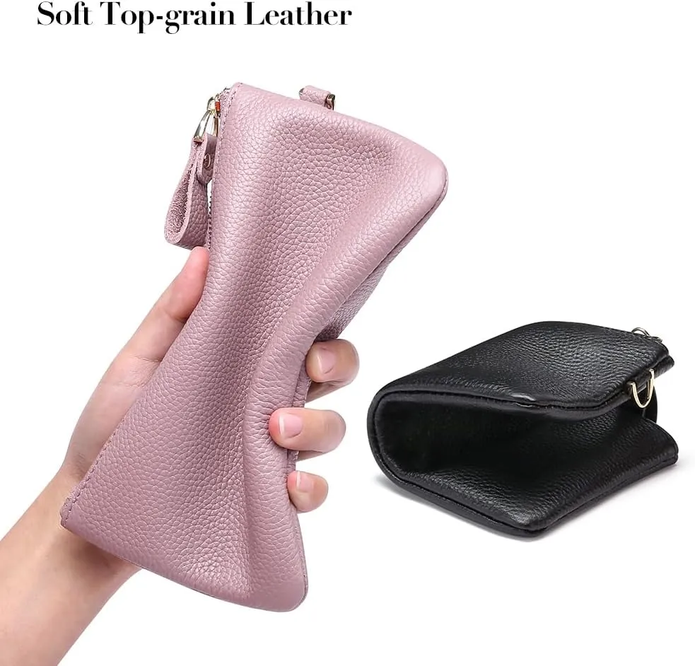 GOIACII Women's Wristlet Clutch Slim Leather Wallet RFID Blocking Handbag