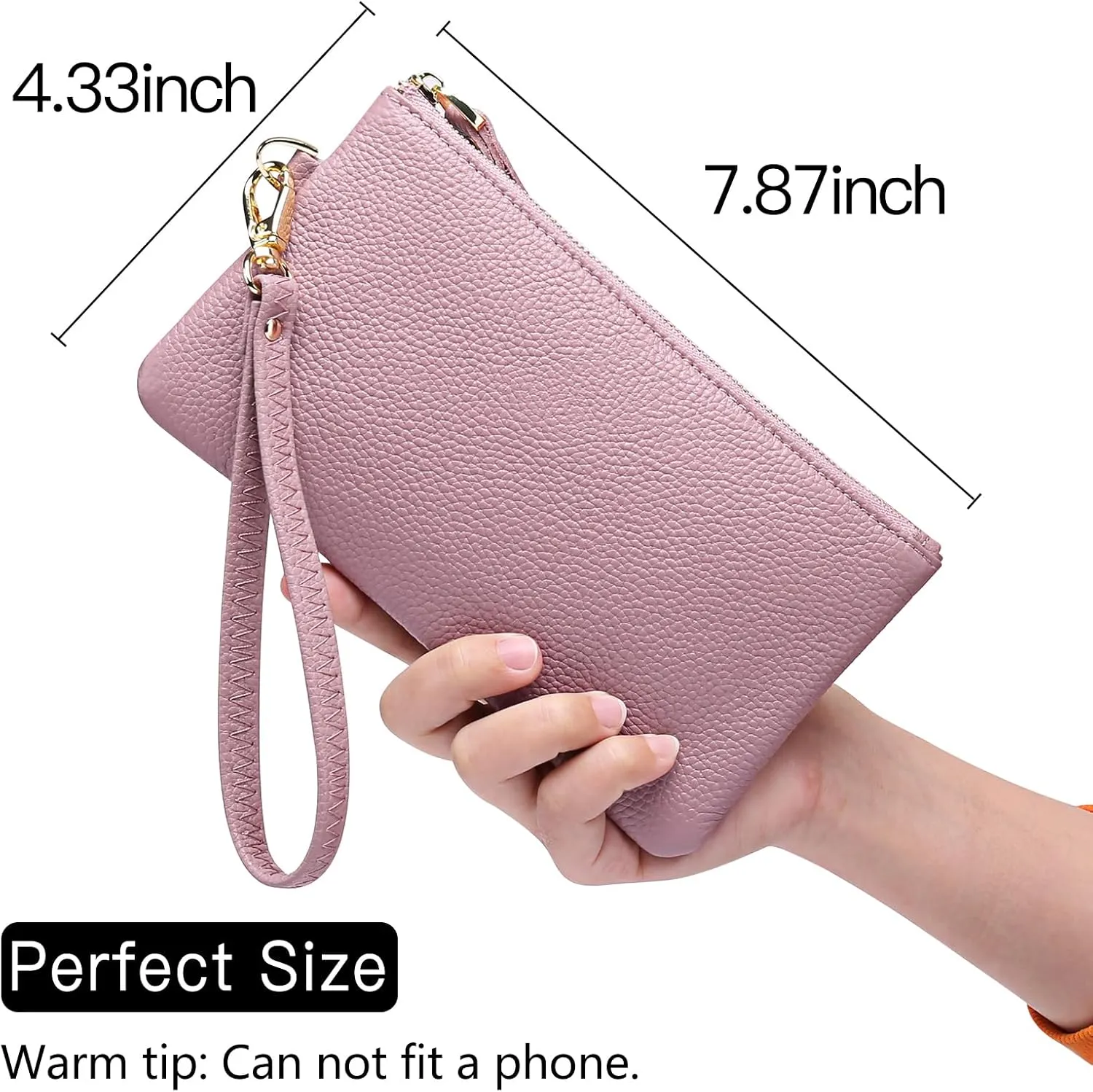 GOIACII Women's Wristlet Clutch Slim Leather Wallet RFID Blocking Handbag