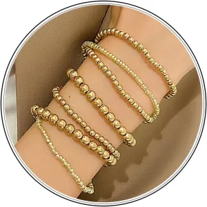 Gold Beaded Bracelets for Women Dainty Pearl Bracelets Baroque Pearl Layered Bracelets Sets Trendy Dainty Jewelry