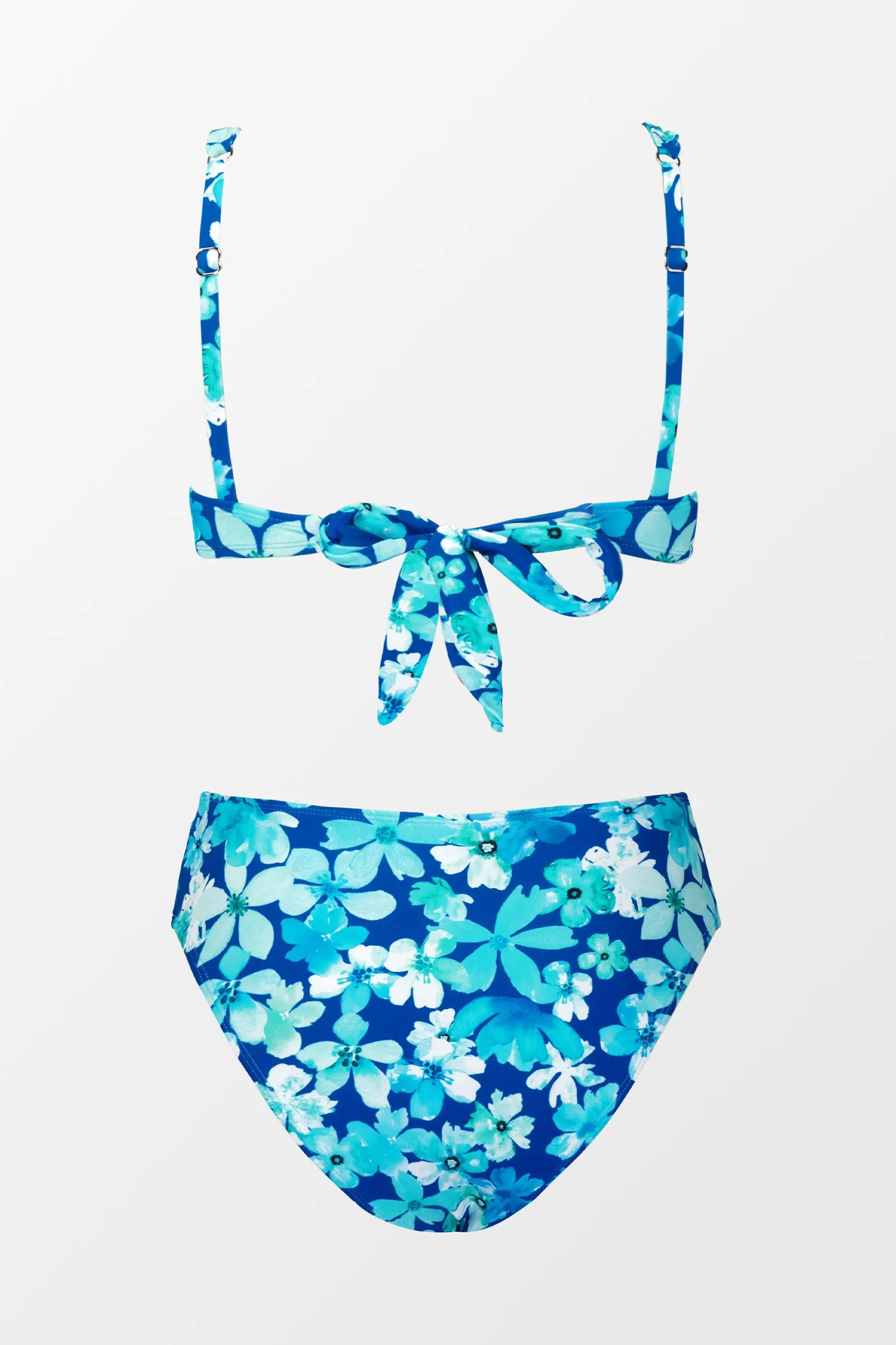 Graphic Cherry Blossoms Underwire Top & Twist Front Bikini Set