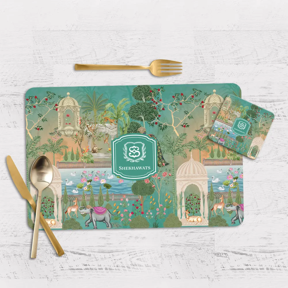 Gul Bahaar Tableware Set (4 Placemats & 4 Casters)