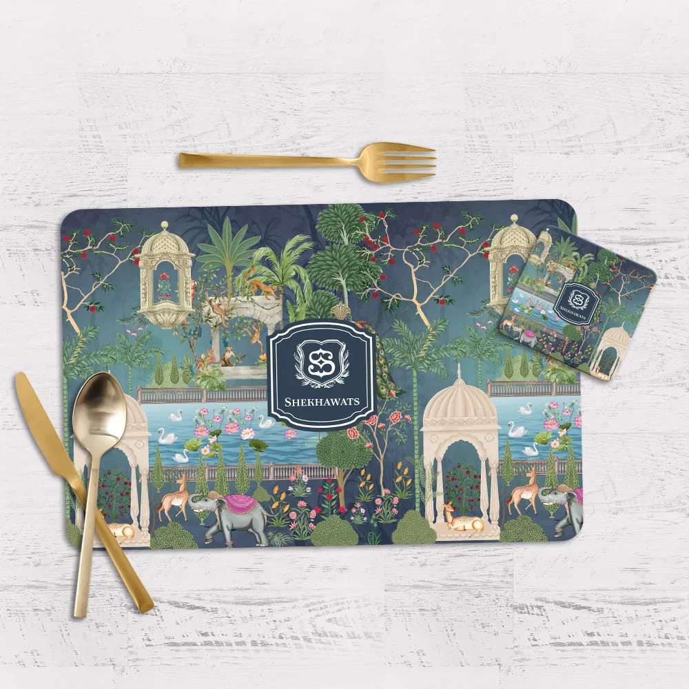 Gul Bahaar Tableware Set (4 Placemats & 4 Casters)