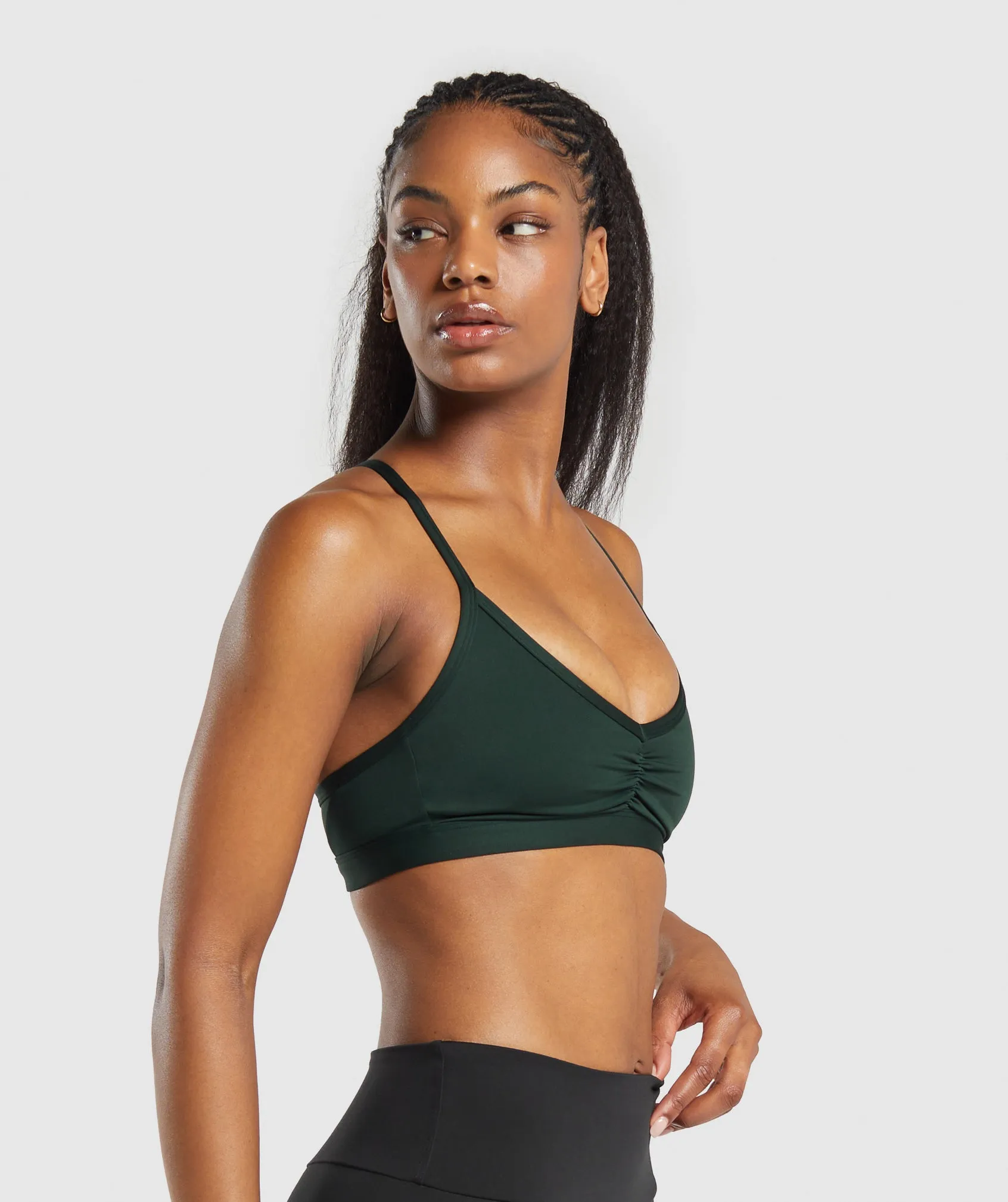 Gymshark Ruched Strappy Sports Bra - Victory Green