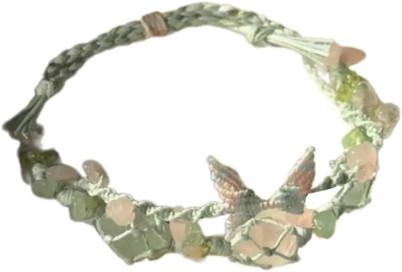 Handmade Braided Bracelet Jewelry Natural Stone Braided Bracelet Individualized Butterfly Fashion Wristband Jewelry