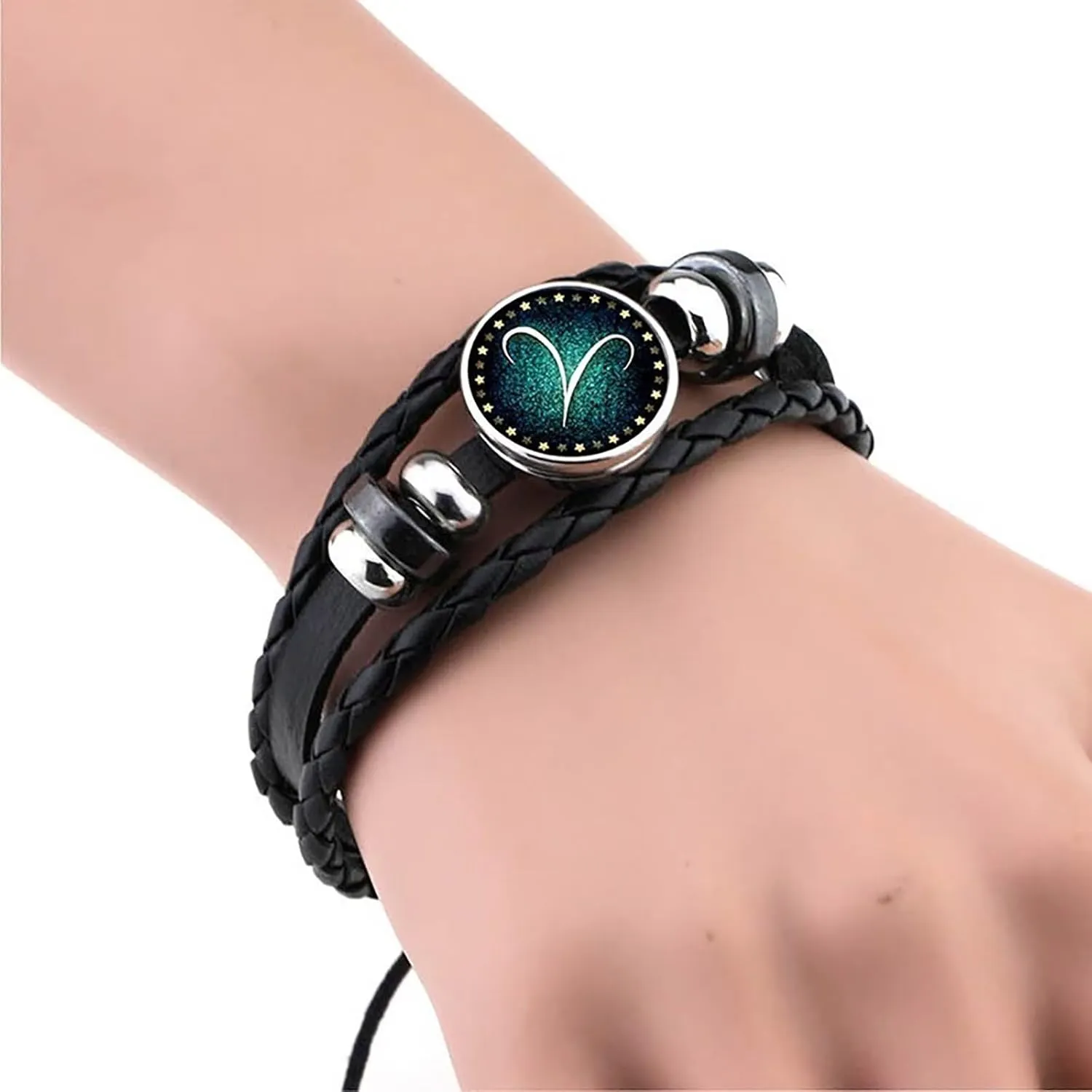 Harry and Henry 2Pcs Capricorn Bracelets for Women Men Multilayer Braided Leather Bracelets 12 Sign Zodiac Constellation Bracelets Handmade Zodiac Sign Wrap Bracelets