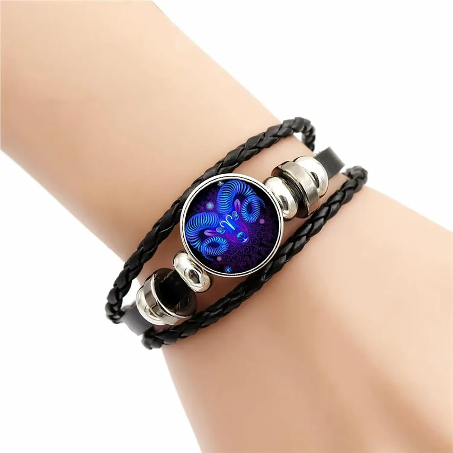 Harry and Henry 2Pcs Capricorn Bracelets for Women Men Multilayer Braided Leather Bracelets 12 Sign Zodiac Constellation Bracelets Handmade Zodiac Sign Wrap Bracelets
