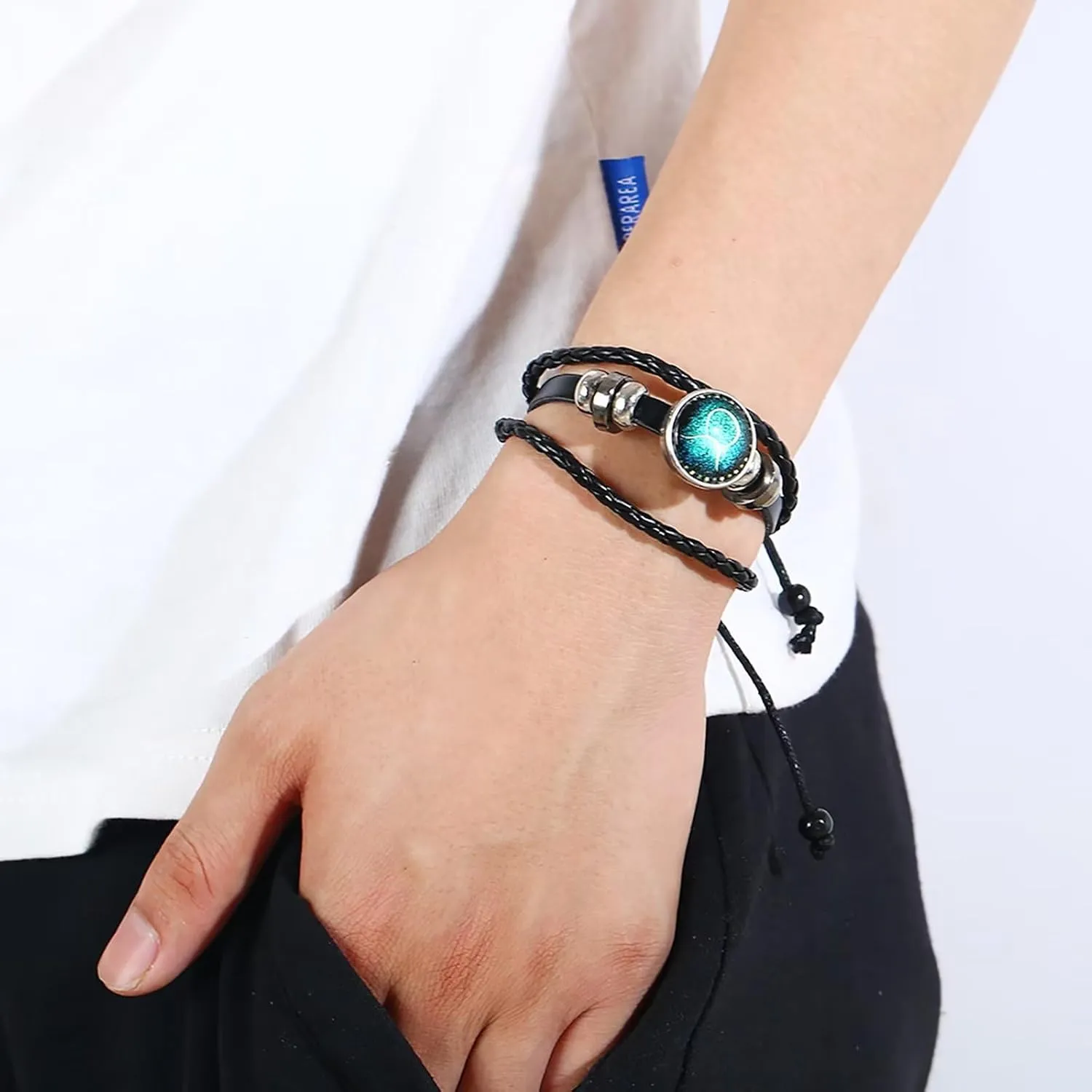 Harry and Henry 2Pcs Capricorn Bracelets for Women Men Multilayer Braided Leather Bracelets 12 Sign Zodiac Constellation Bracelets Handmade Zodiac Sign Wrap Bracelets