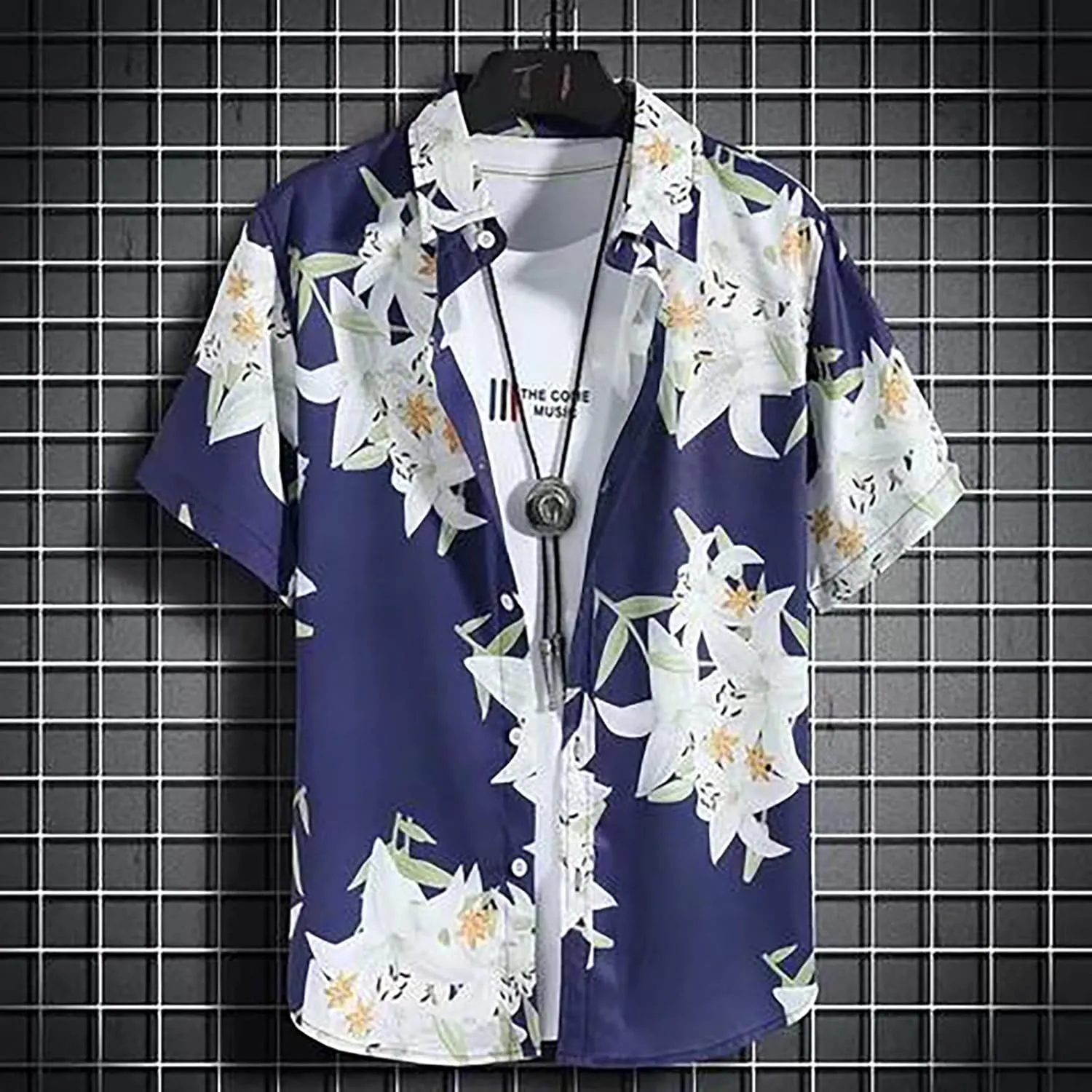 Hawaiian Shirt for Men, Casual Short Sleeve Button Down Beach Shirts Men's Cotton Button Down Short Sleeve Hawaiian