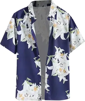 Hawaiian Shirt for Men, Casual Short Sleeve Button Down Beach Shirts Men's Cotton Button Down Short Sleeve Hawaiian