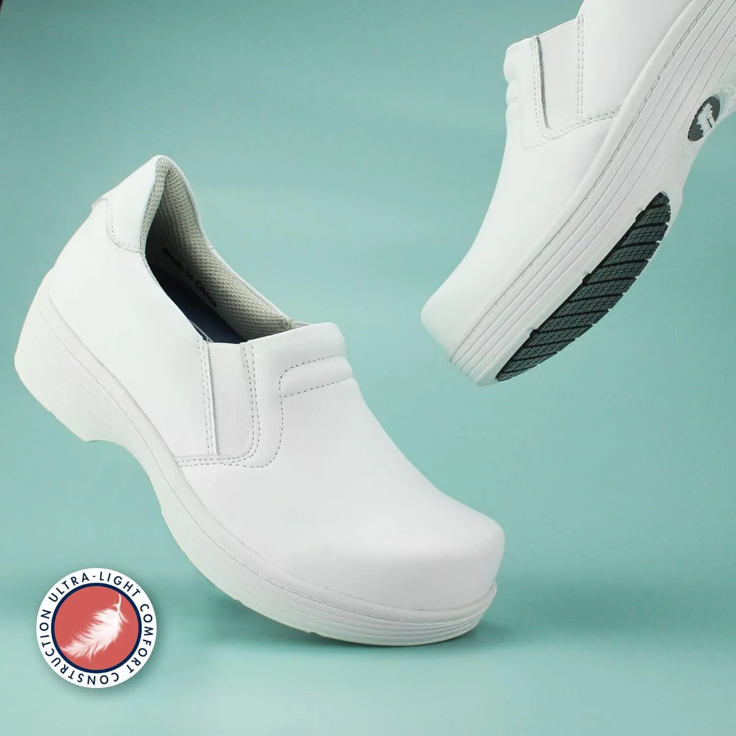 Hawkwell Pro Leather Nurse Clogs for Women Lightweight Slip Resistant Arch Support Healthcare Professional Nursing Shoes Work Clog