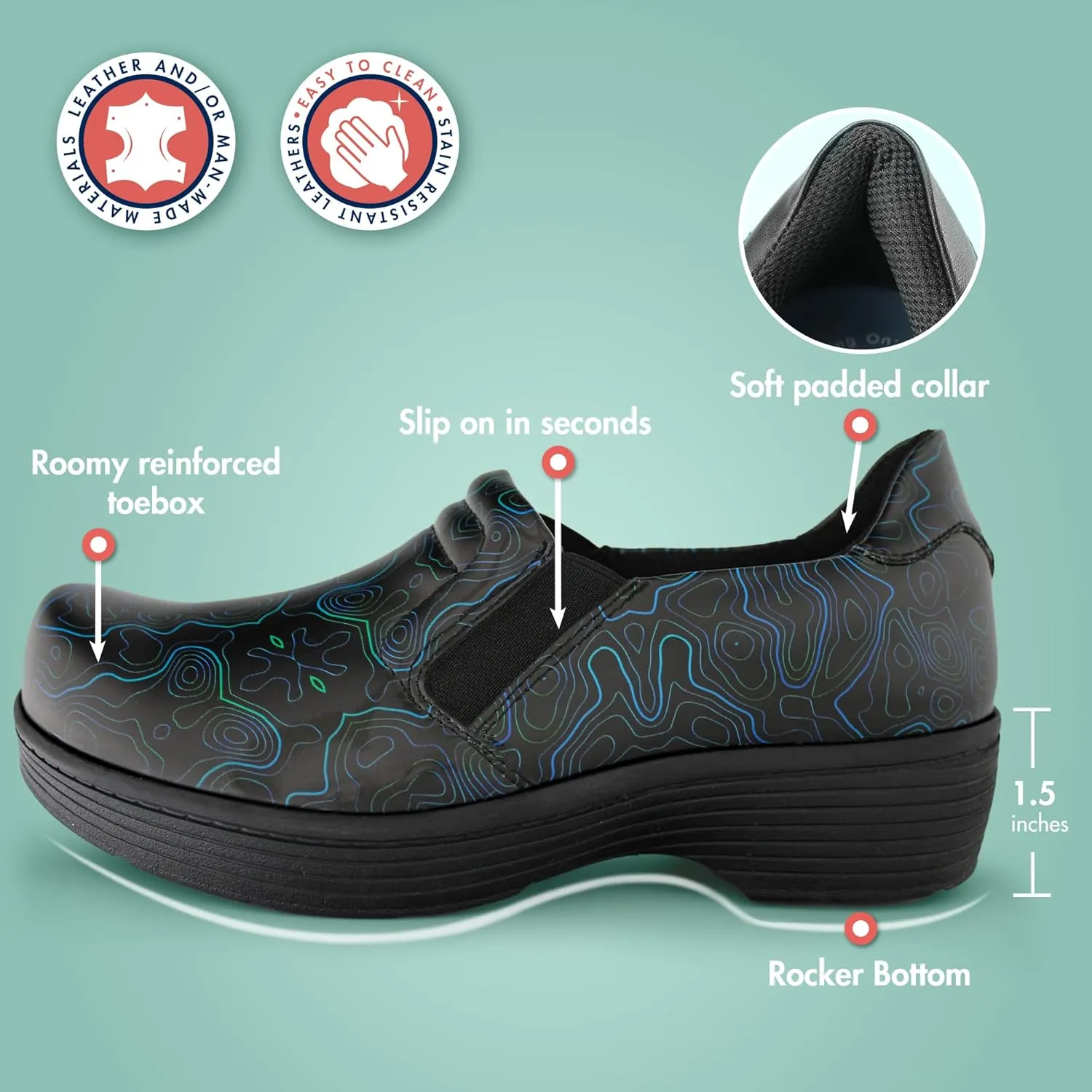Hawkwell Pro Leather Nurse Clogs for Women Lightweight Slip Resistant Arch Support Healthcare Professional Nursing Shoes Work Clog