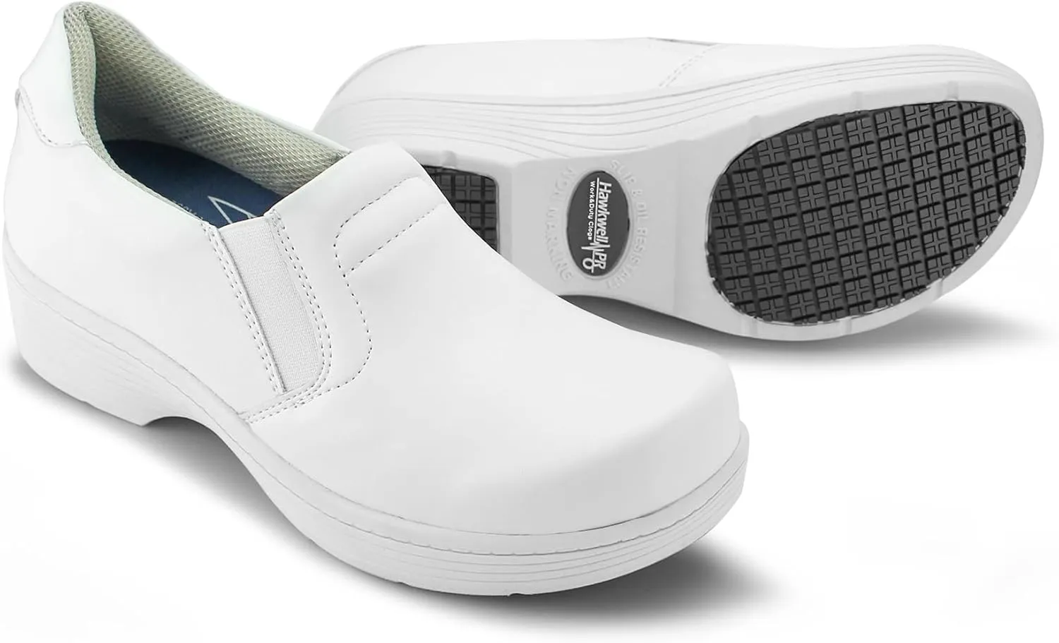 Hawkwell Pro Leather Nurse Clogs for Women Lightweight Slip Resistant Arch Support Healthcare Professional Nursing Shoes Work Clog