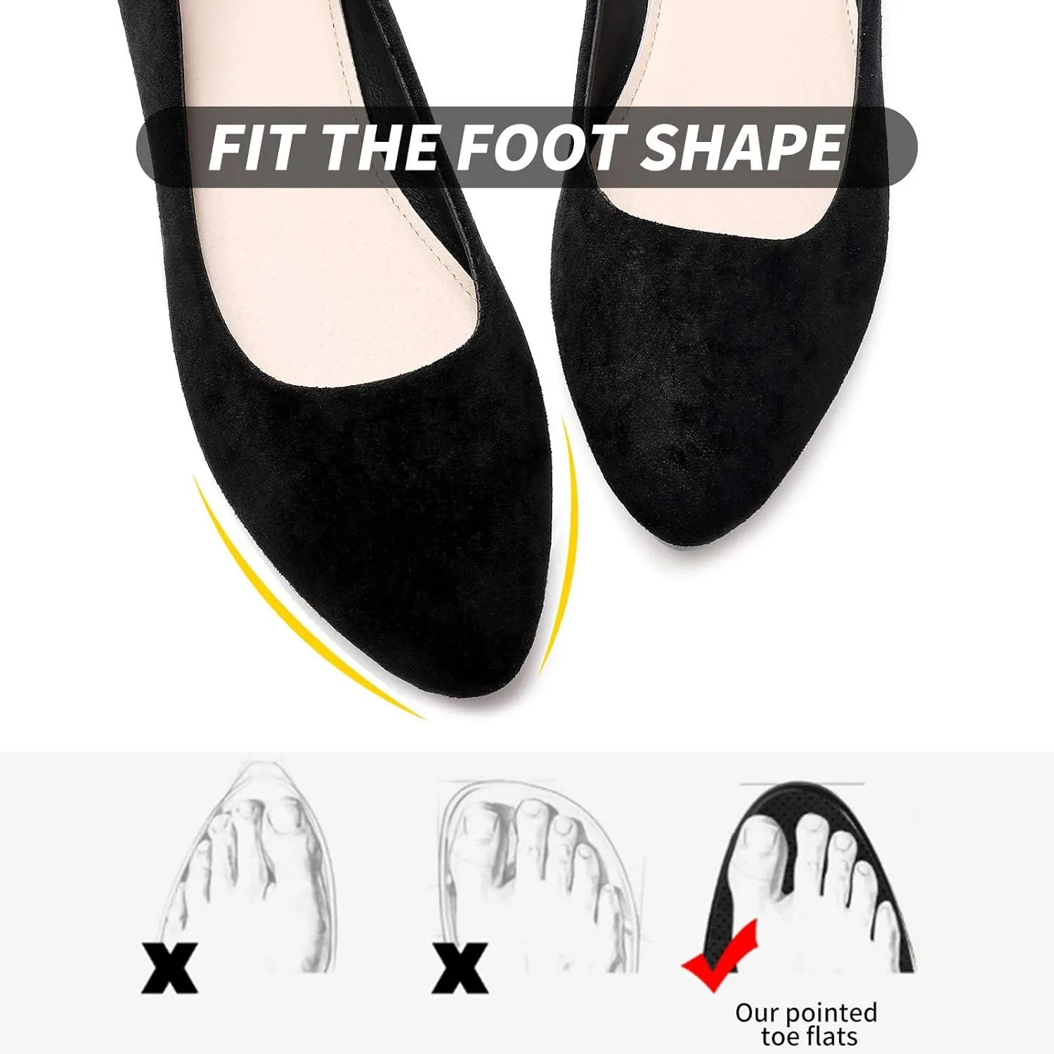HEAWISH Women??s Black Flats Shoes Comfortable Suede Pointed Toe Slip On Casual Ballet Flats Dress Shoes Nude Flats
