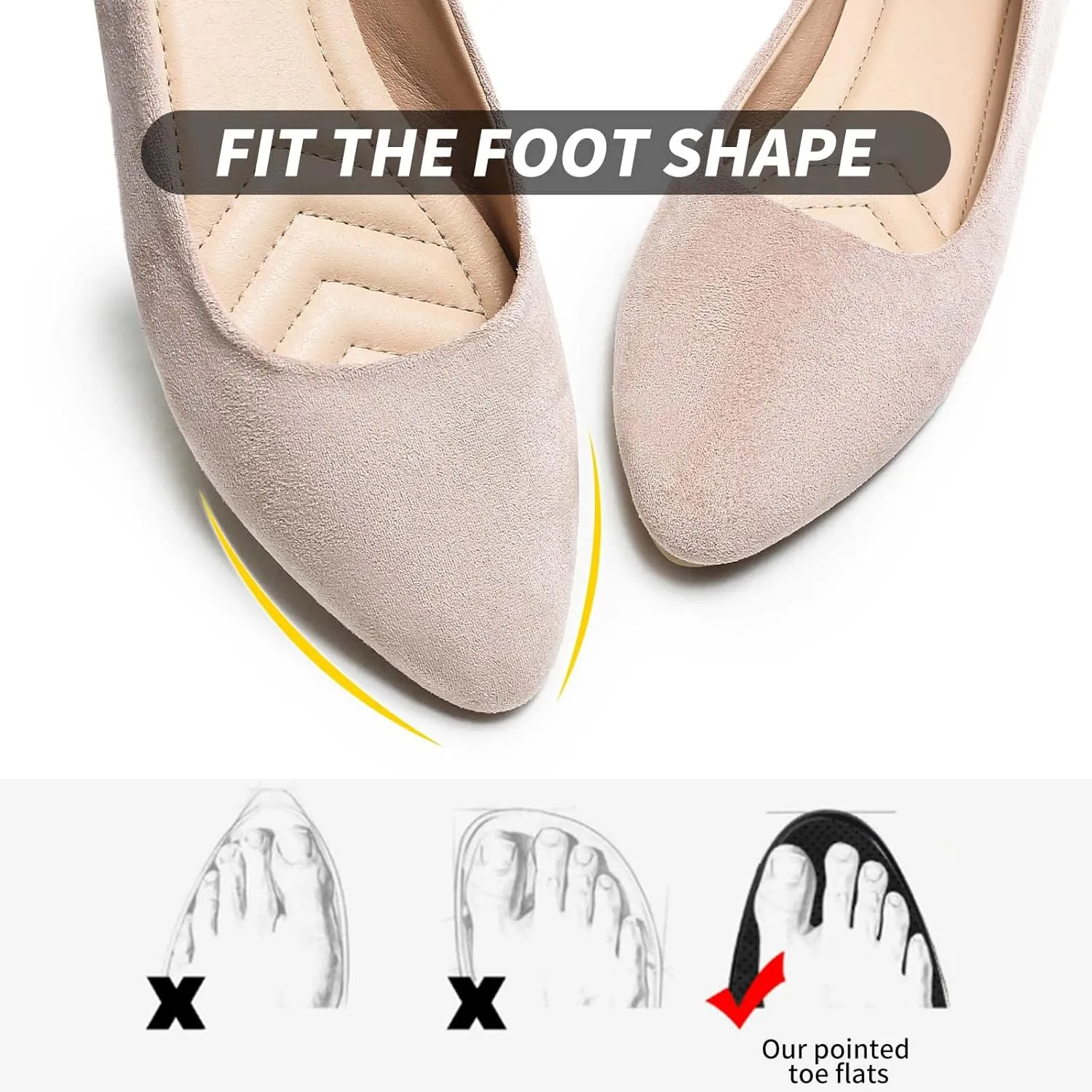 HEAWISH Women??s Black Flats Shoes Comfortable Suede Pointed Toe Slip On Casual Ballet Flats Dress Shoes Nude Flats