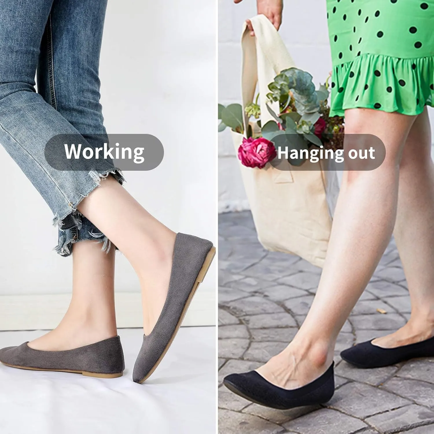 HEAWISH Women??s Black Flats Shoes Comfortable Suede Pointed Toe Slip On Casual Ballet Flats Dress Shoes Nude Flats