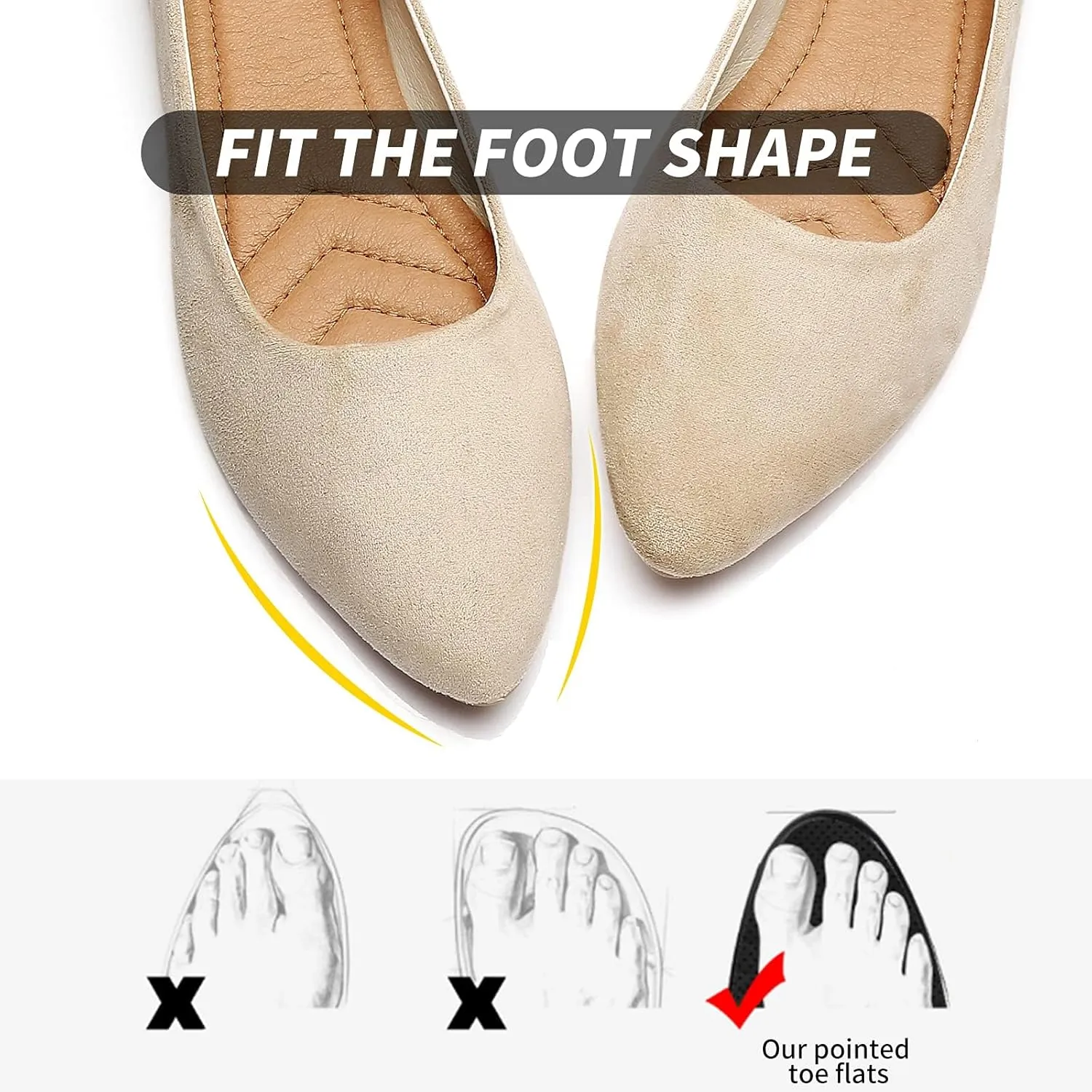 HEAWISH Women??s Black Flats Shoes Comfortable Suede Pointed Toe Slip On Casual Ballet Flats Dress Shoes Nude Flats