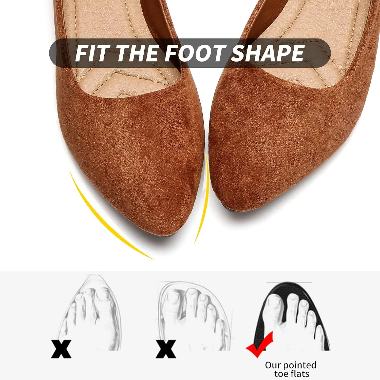 HEAWISH Women??s Black Flats Shoes Comfortable Suede Pointed Toe Slip On Casual Ballet Flats Dress Shoes Nude Flats