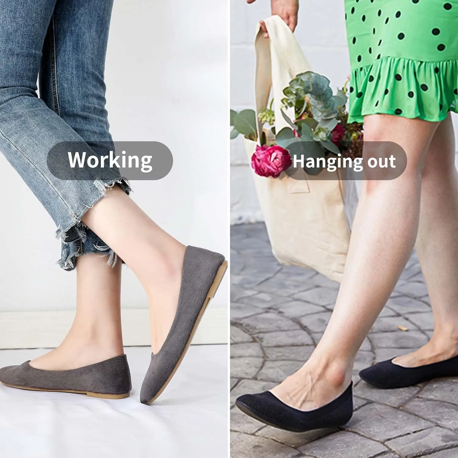 HEAWISH Women??s Black Flats Shoes Comfortable Suede Pointed Toe Slip On Casual Ballet Flats Dress Shoes Nude Flats