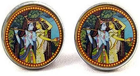 Hindu Deity God Lovely Couple Cufflinks Art Gifts Charm Jewelry Glass Photo Jewelry