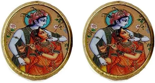 Hindu Deity God Lovely Couple Cufflinks Art Gifts Charm Jewelry Glass Photo Jewelry