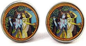 Hindu Deity God Lovely Couple Cufflinks Art Gifts Charm Jewelry Glass Photo Jewelry