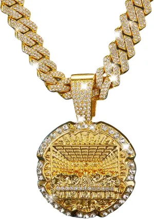 Hip-hop Cuban Chain, Rhinestone Pendant Necklace Jewelry For MenMen's Fashion JewelryWomen's Jewelry