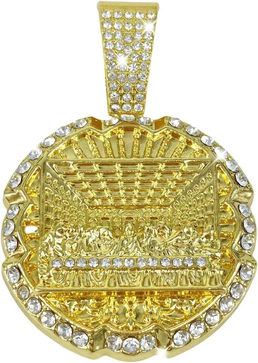 Hip-hop Cuban Chain, Rhinestone Pendant Necklace Jewelry For MenMen's Fashion JewelryWomen's Jewelry
