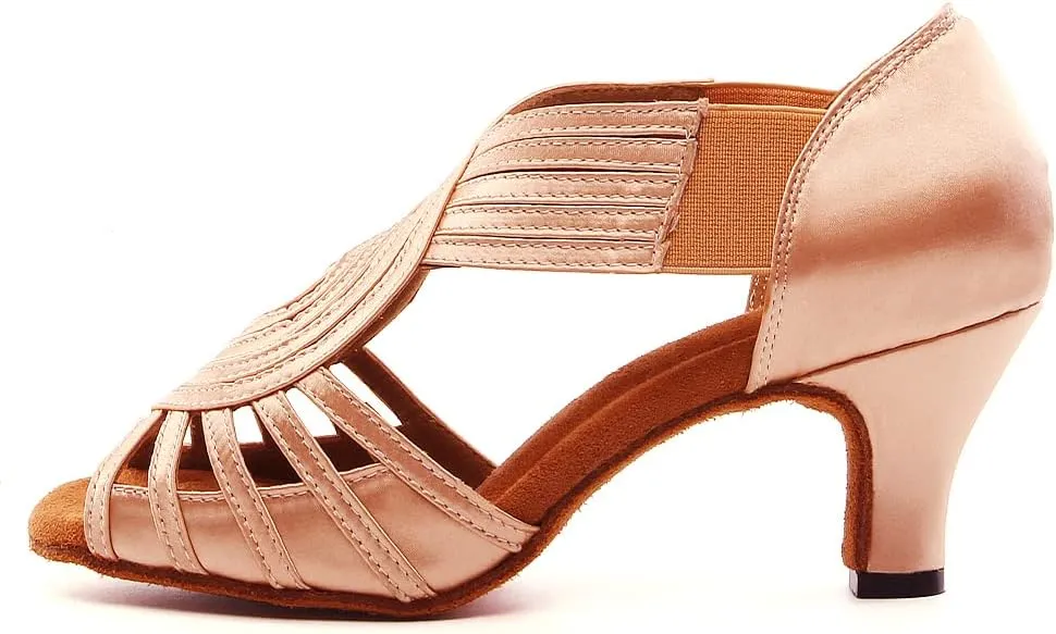 HIPPOSEUS Women's Professional Latin Dance Shoes Slip on Ballroom Salsa Bachata Performance Practice Dancer Shoes