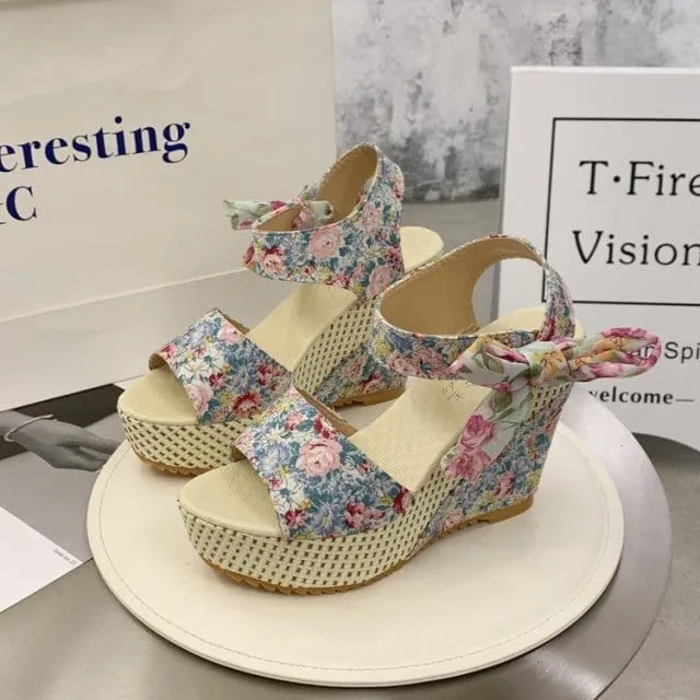 Hot Lace Wedges Party Platform High Heels Shoes