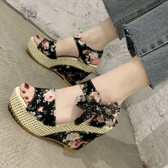 Hot Lace Wedges Party Platform High Heels Shoes