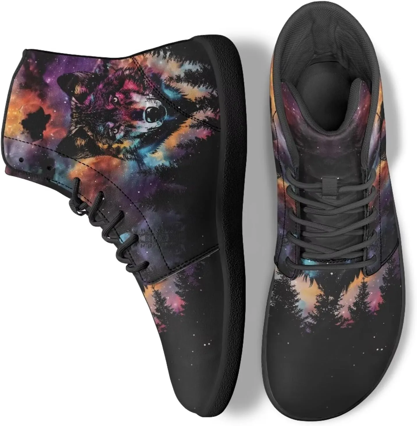 Howilath Boho Mandala Animal Barefoot Shoes Men Wide Toe High Top Sneakers Minimalist Shoes Zero Drop Sneaker
