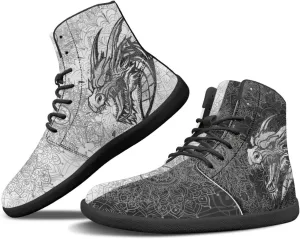Howilath Boho Mandala Animal Barefoot Shoes Men Wide Toe High Top Sneakers Minimalist Shoes Zero Drop Sneaker