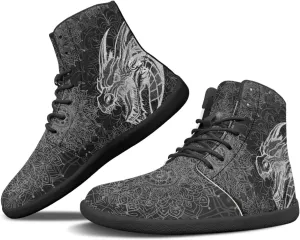 Howilath Boho Mandala Animal Barefoot Shoes Men Wide Toe High Top Sneakers Minimalist Shoes Zero Drop Sneaker