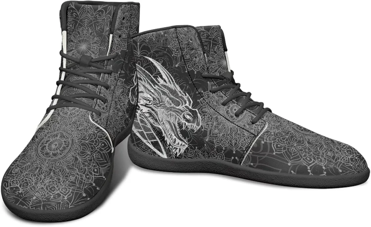 Howilath Boho Mandala Animal Barefoot Shoes Men Wide Toe High Top Sneakers Minimalist Shoes Zero Drop Sneaker