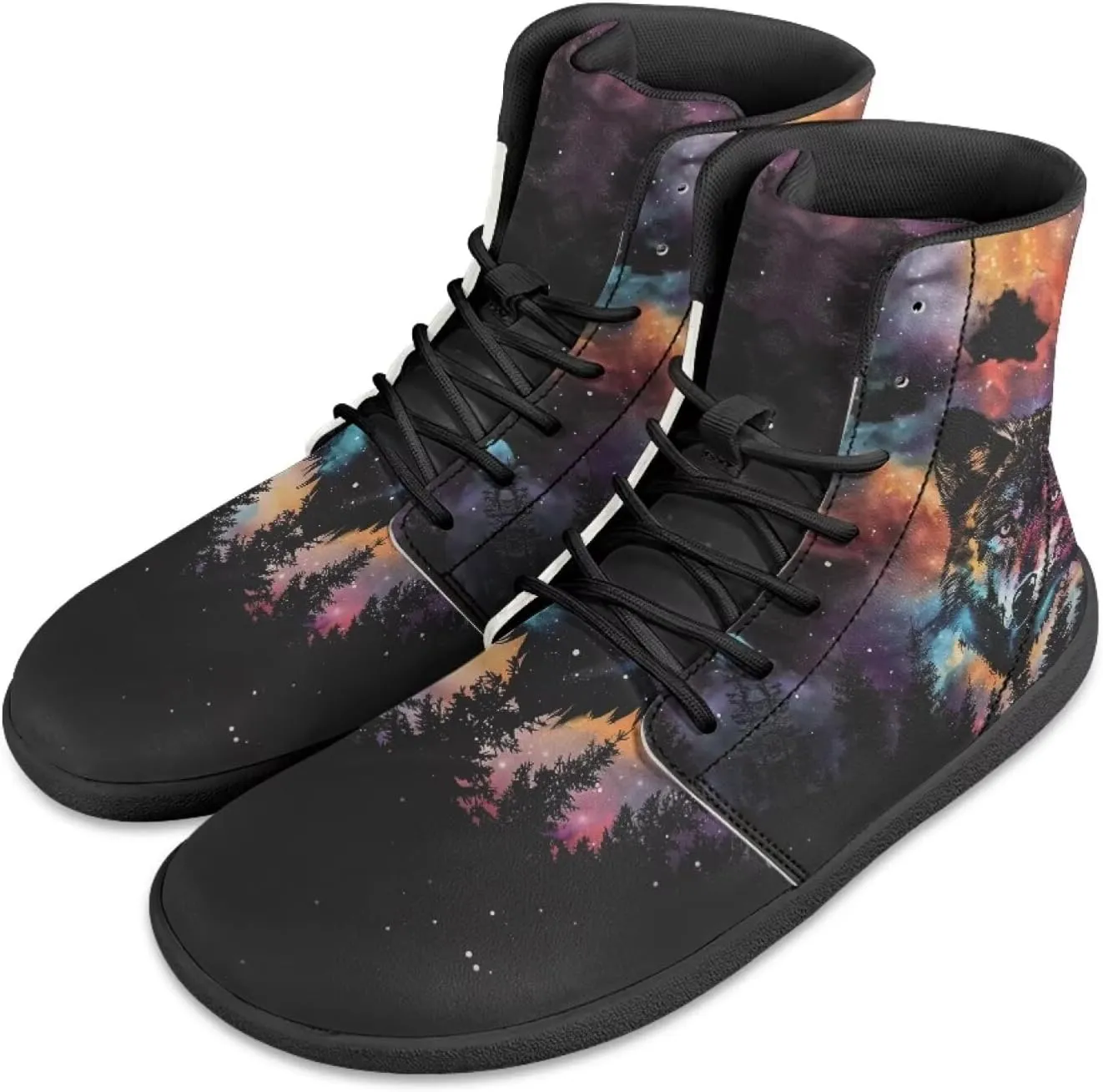 Howilath Boho Mandala Animal Barefoot Shoes Men Wide Toe High Top Sneakers Minimalist Shoes Zero Drop Sneaker