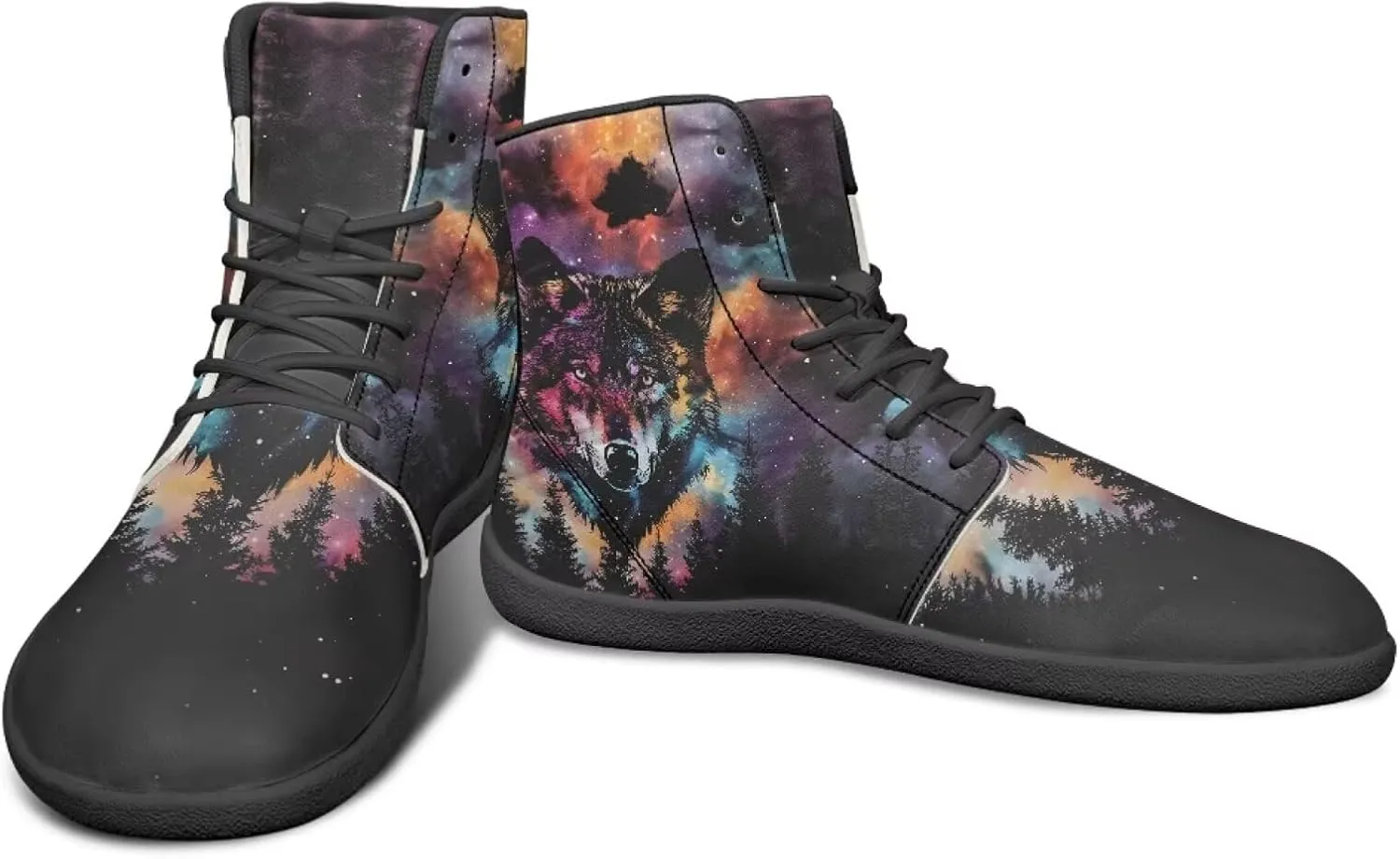 Howilath Boho Mandala Animal Barefoot Shoes Men Wide Toe High Top Sneakers Minimalist Shoes Zero Drop Sneaker