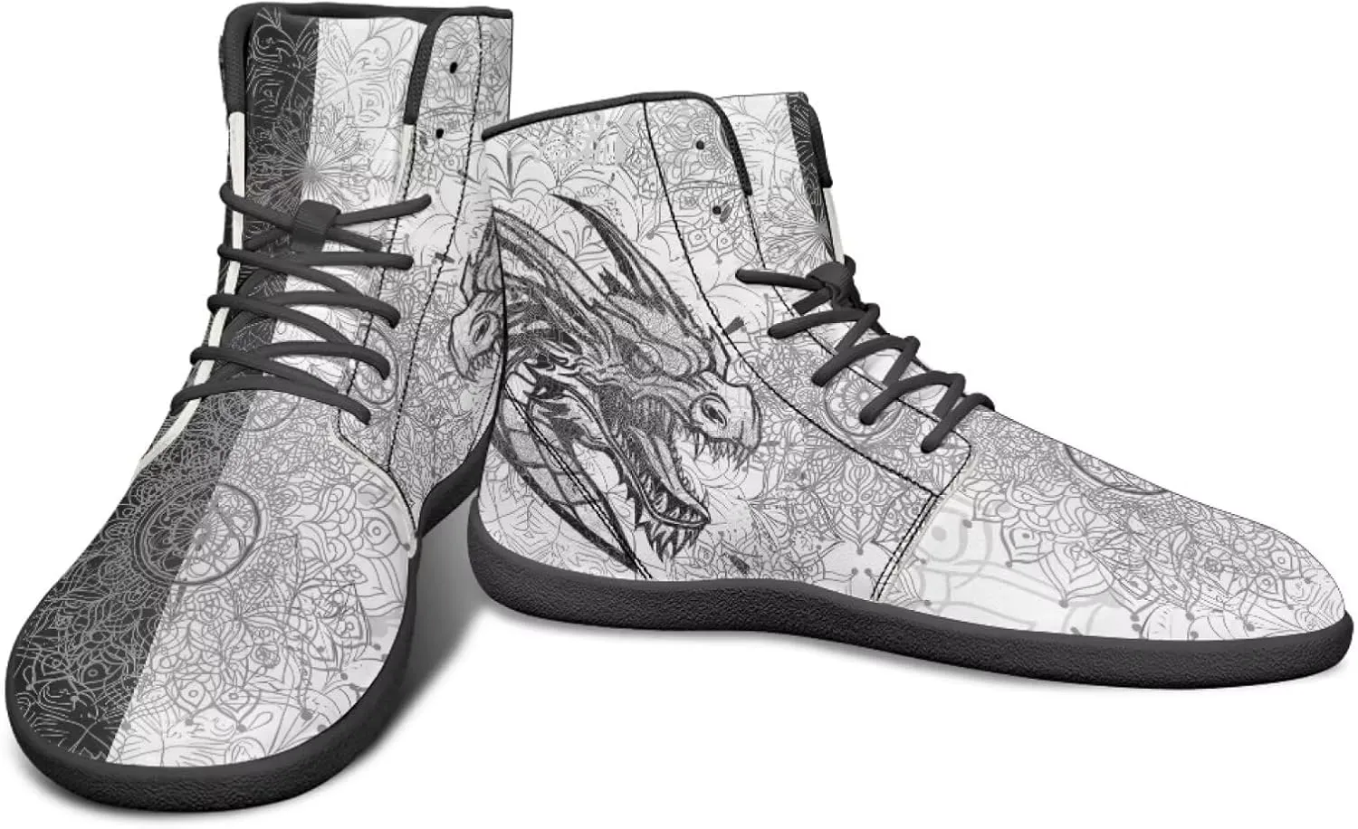 Howilath Boho Mandala Animal Barefoot Shoes Men Wide Toe High Top Sneakers Minimalist Shoes Zero Drop Sneaker