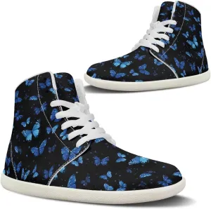 Howilath Butterfly Print High Top Shoes for Men Women, Wide Toe Barefoot Sneakers Minimalist Barefoot Shoes