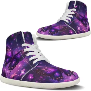 Howilath Butterfly Print High Top Shoes for Men Women, Wide Toe Barefoot Sneakers Minimalist Barefoot Shoes