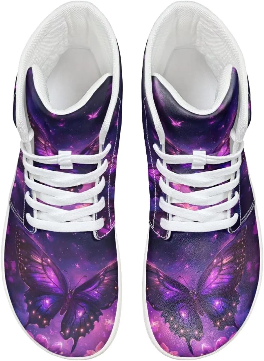 Howilath Butterfly Print High Top Shoes for Men Women, Wide Toe Barefoot Sneakers Minimalist Barefoot Shoes