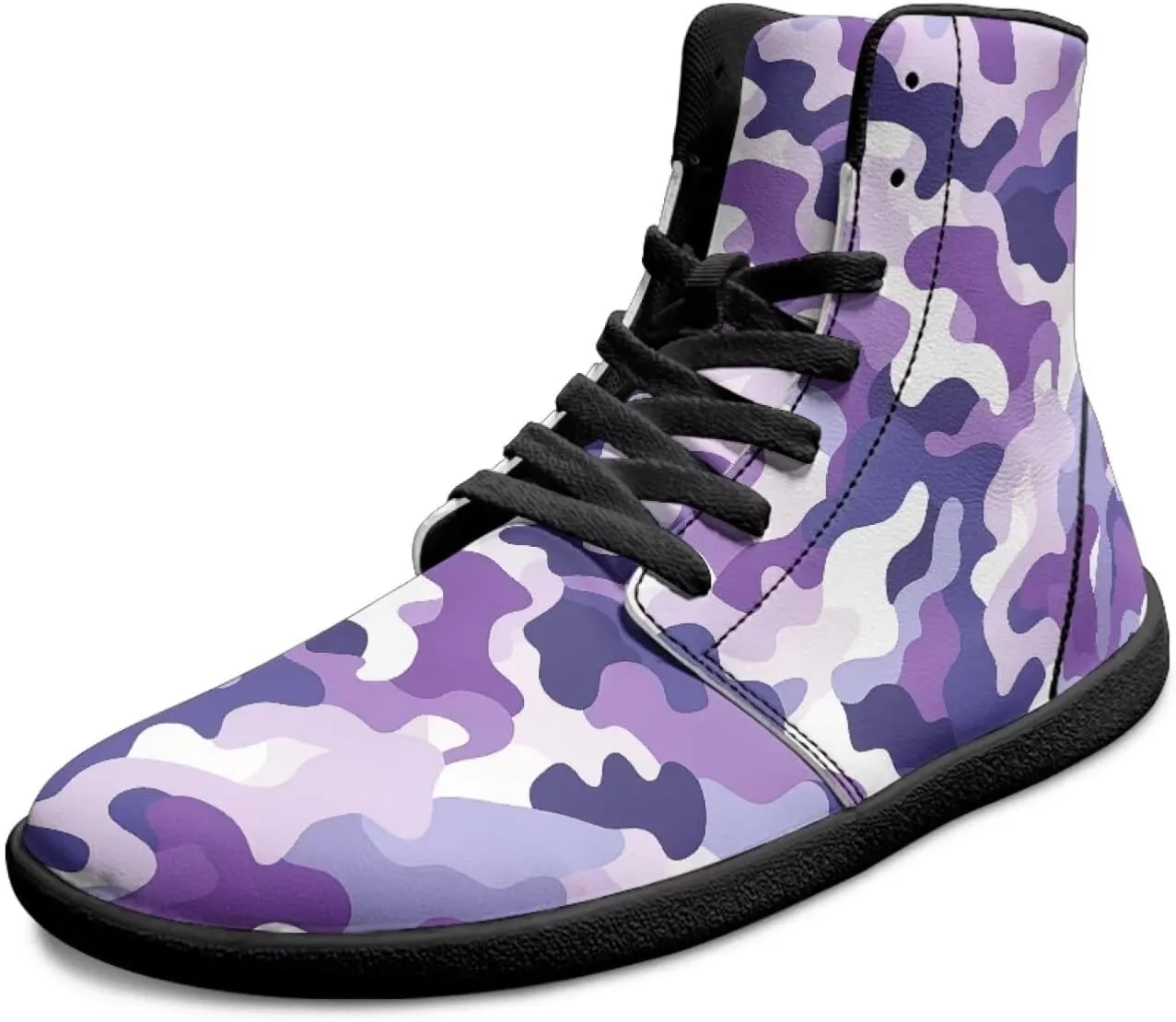 Howilath Camo Print Barefoot Running Shoes High Top Sneakers, Anti-Skid Zero Drop Sneaker Minimalist Shoes
