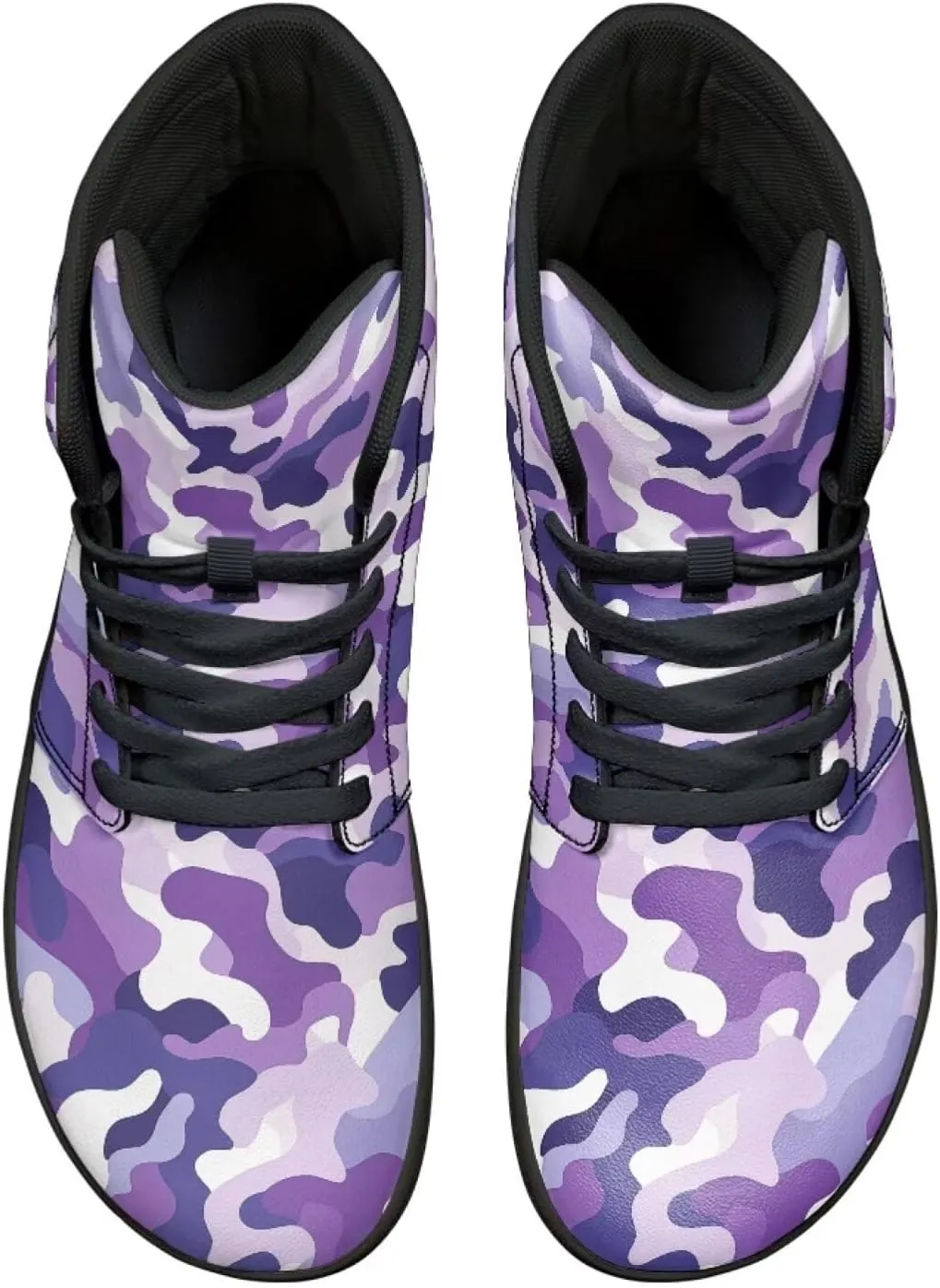 Howilath Camo Print Barefoot Running Shoes High Top Sneakers, Anti-Skid Zero Drop Sneaker Minimalist Shoes