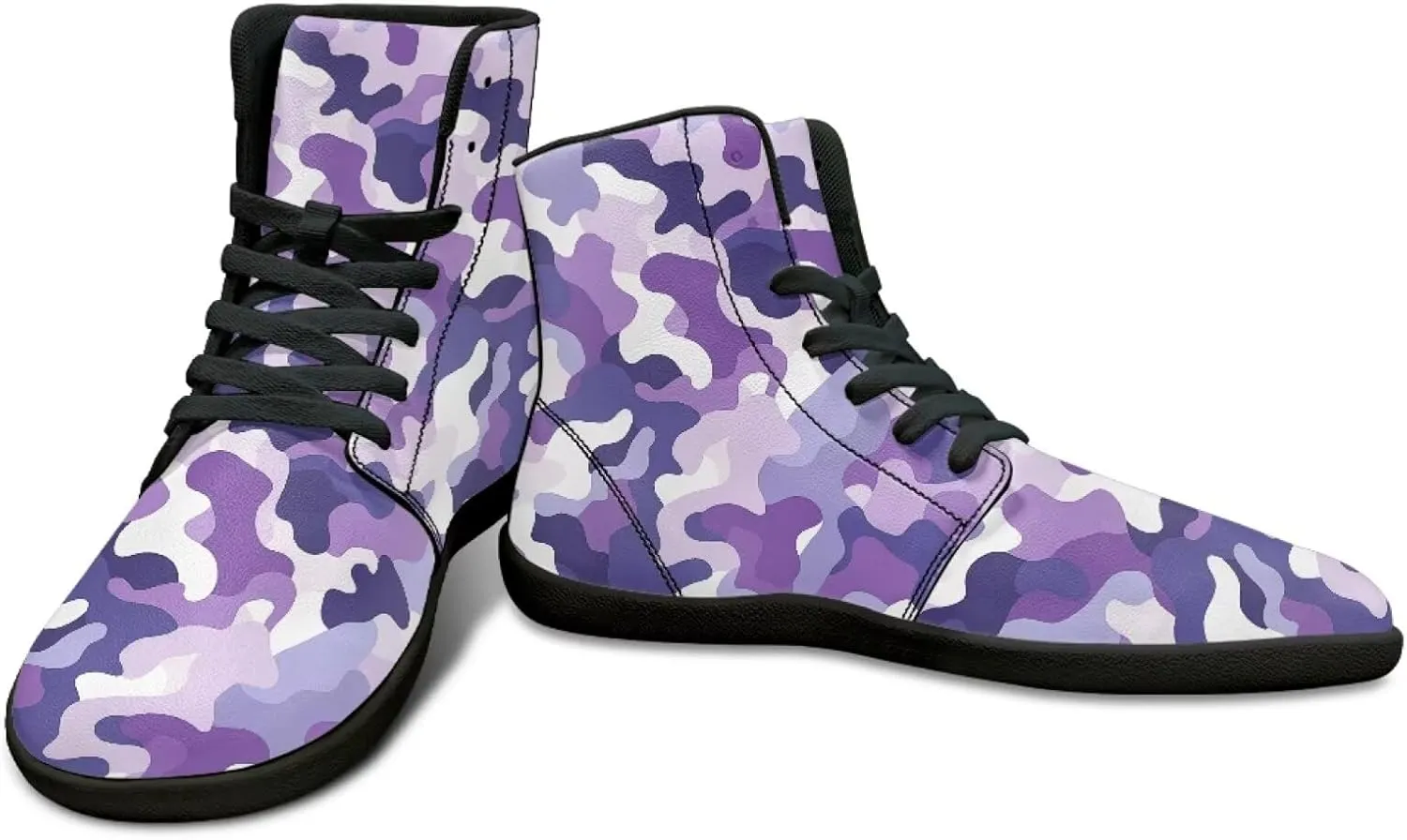 Howilath Camo Print Barefoot Running Shoes High Top Sneakers, Anti-Skid Zero Drop Sneaker Minimalist Shoes