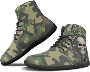 Howilath Gothic Skull Print High Top Sneakers for Men Wide Toe Barefoot Shoes Running Shoe with Anti-Skid Sole